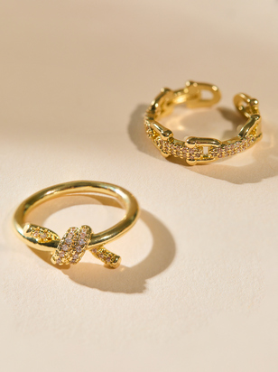 18K Gold Dazzle Knot Ring Set - ARULA