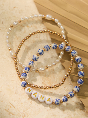 Nana Painted Bead Bracelet Set - ARULA