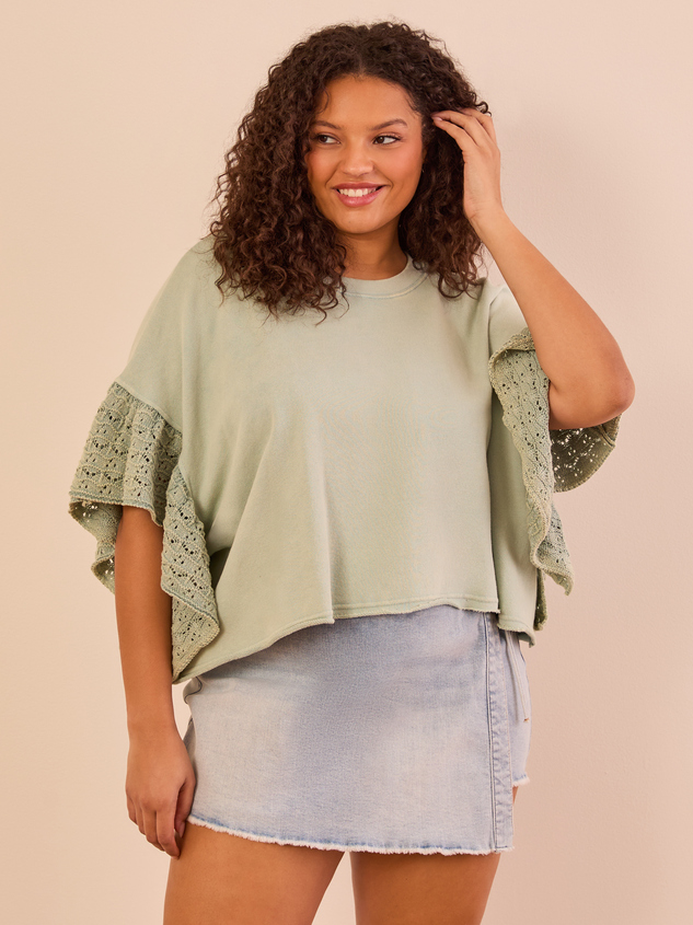 Destiny Cropped Crochet Sweater Detail 3 - ARULA