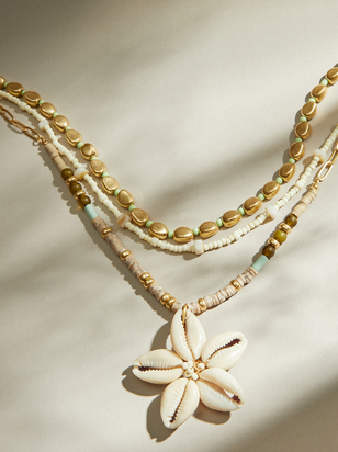 Layered Shell Flower Necklace - ARULA