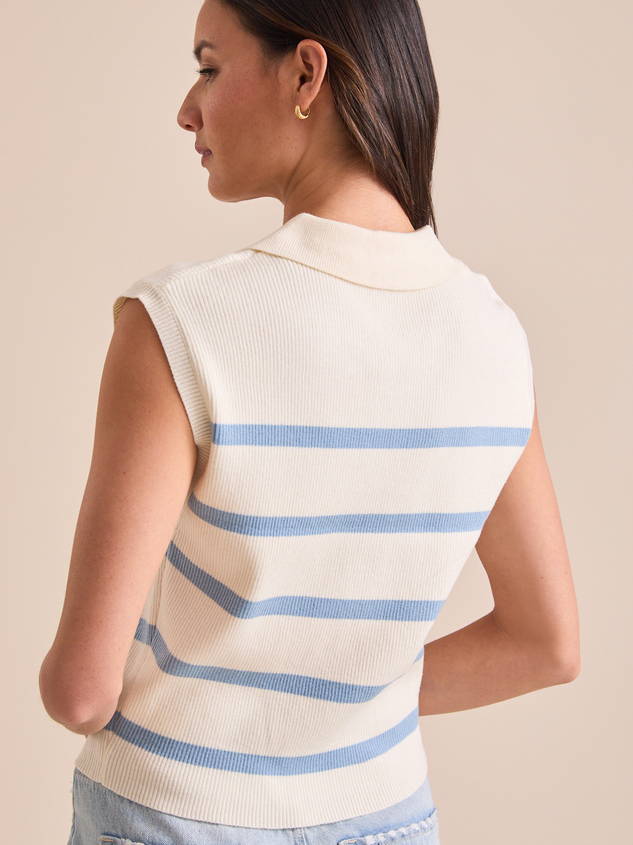 Norah Striped Knit Polo Top Detail 4 - ARULA