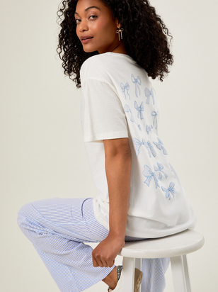 Blue Bow Graphic Tee - ARULA