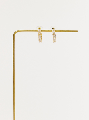 18K Gold Baguette Oval Hoop Earrings - ARULA