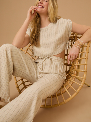 Hollis Striped Linen Top - ARULA - 