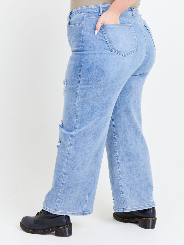 Incrediflex Destructed Wide Leg Jeans Detail 3 - ARULA