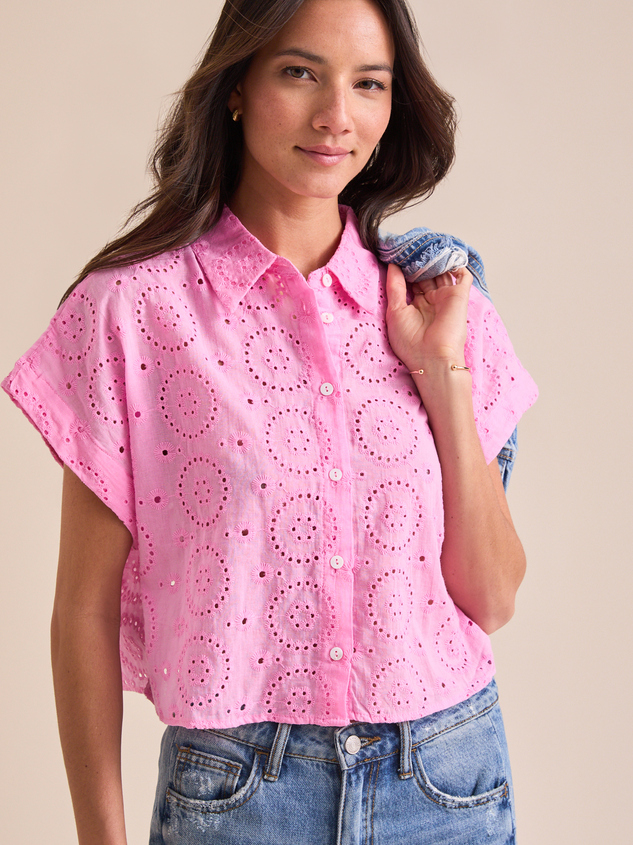 Devra Eyelet Button Up Top - ARULA