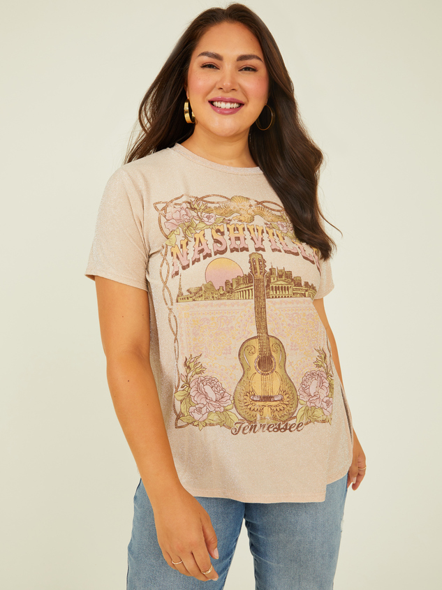 Nashville Floral Glitter Tee Detail 3 - ARULA