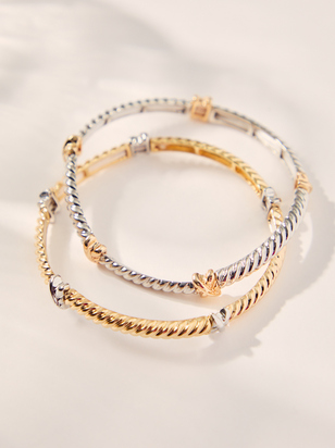 Mixed Metal Twisted Stretch Bracelet Pack - ARULA