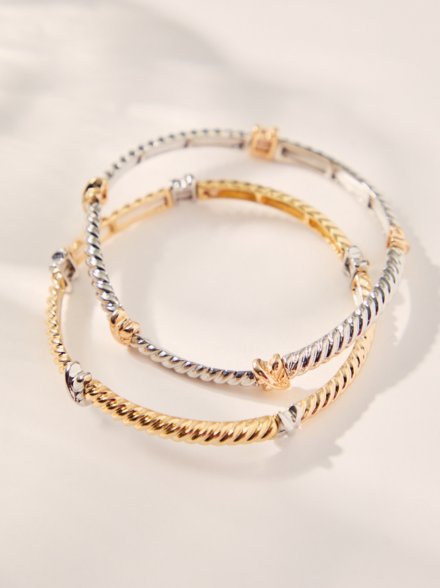 Mixed Metal Twisted Stretch Bracelet Pack - ARULA