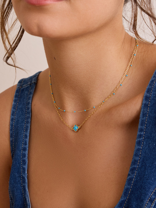 Layered Turquoise Clover Necklace - ARULA - 