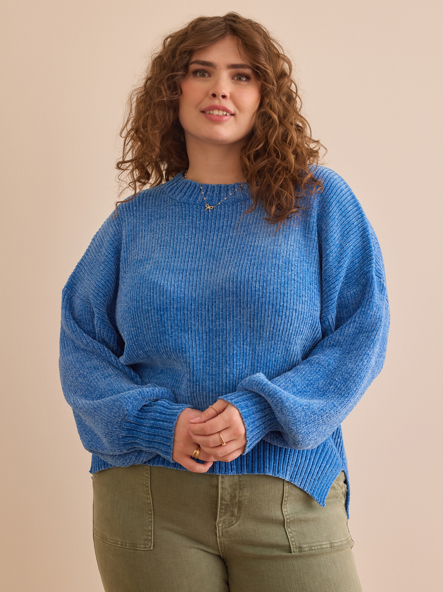 Gabrielle Chenille Sweater in Blue Arula