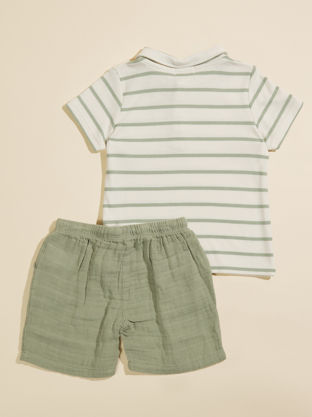 Collin Striped Polo Top and Shorts Set Detail 2 - ARULA