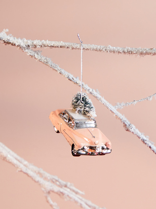 Pink Cadillac Christmas Ornament - ARULA
