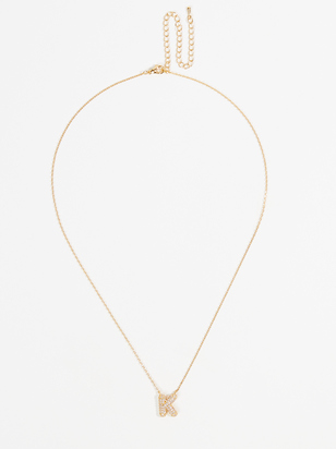 Crystal Bubble Monogram Necklace - K - ARULA