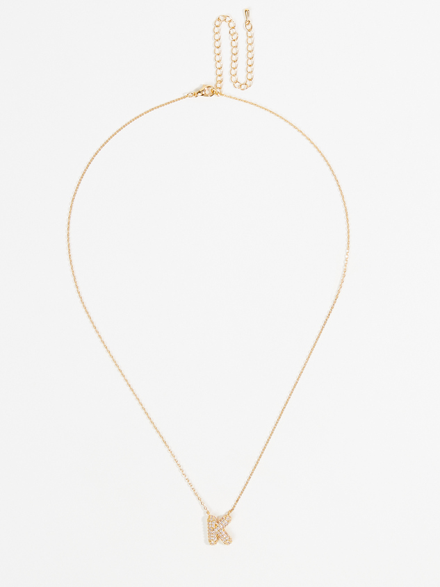 Crystal Bubble Monogram Necklace - K Detail 2 - ARULA
