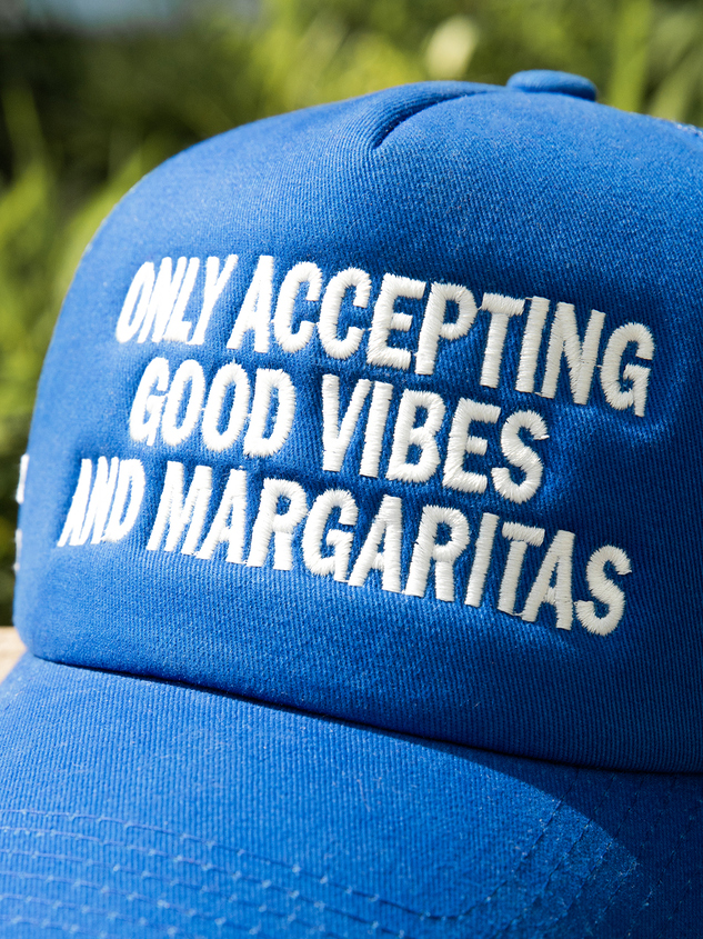 Good Vibes Only Trucker Hat Detail 2 - ARULA