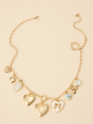 Bow Heart Charm Necklace - ARULA - 
