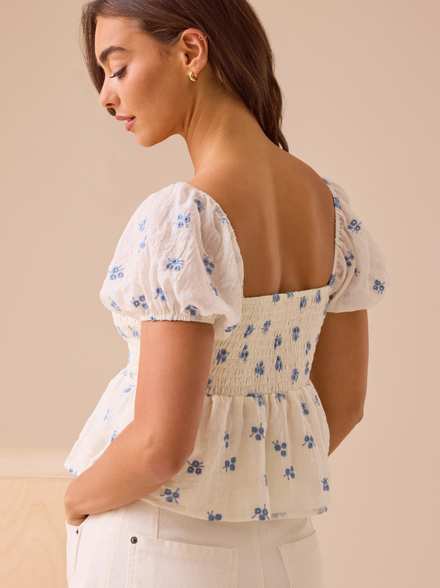 Margot Embroidered Babydoll Top Detail 4 - ARULA