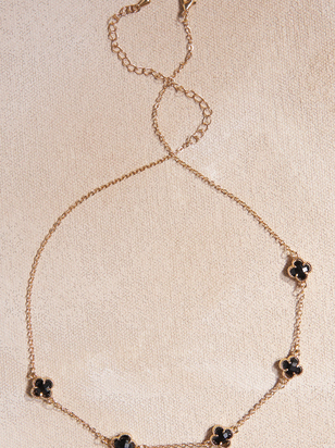 Black Crystal Clover Choker - ARULA - 