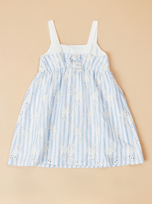 Serena Stripe Floral Embroidered Dress - ARULA