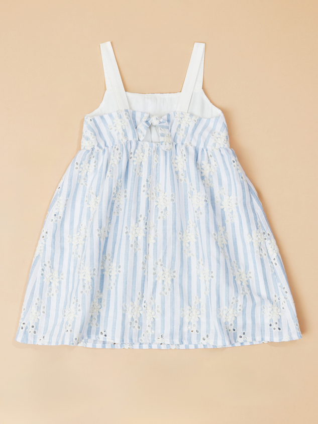 Serena Stripe Floral Embroidered Dress Detail 2 - ARULA