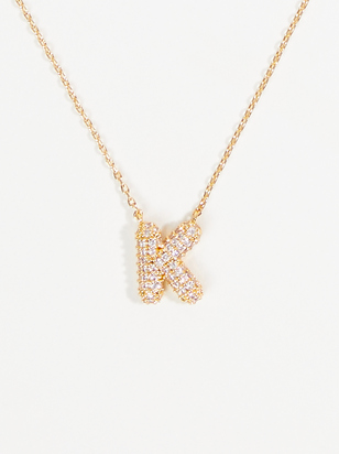 Crystal Bubble Monogram Necklace - K - ARULA