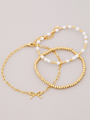 18k Gold Bow Bracelet Set - ARULA - 