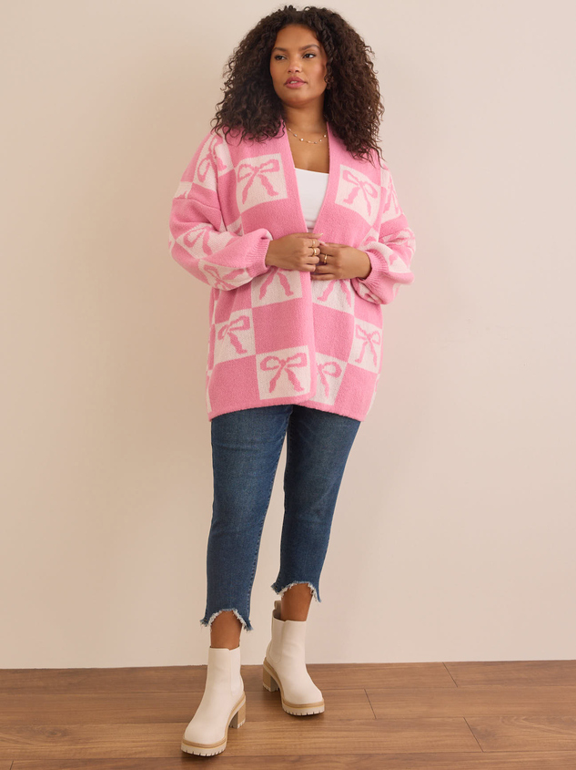 Bow Checkered Cardigan Detail 3 - ARULA