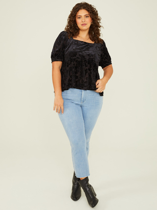 Sable Velvet Floral Babydoll Top - ARULA