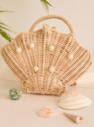 Straw Seashell Handbag Purse - ARULA - 