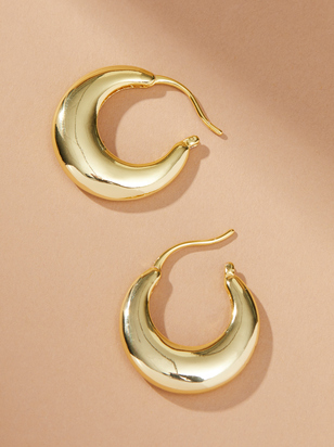 18K Gold Thick Hoop Earrings - ARULA