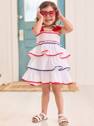Americana Fun Toddler Ric Rac Dress - ARULA - 