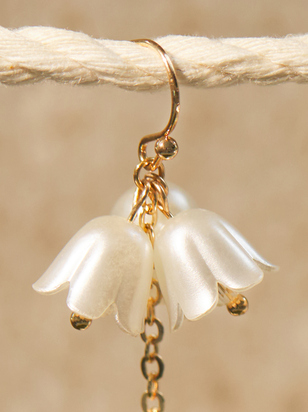 Floral Pearl Cascading Dangle Earrings - ARULA