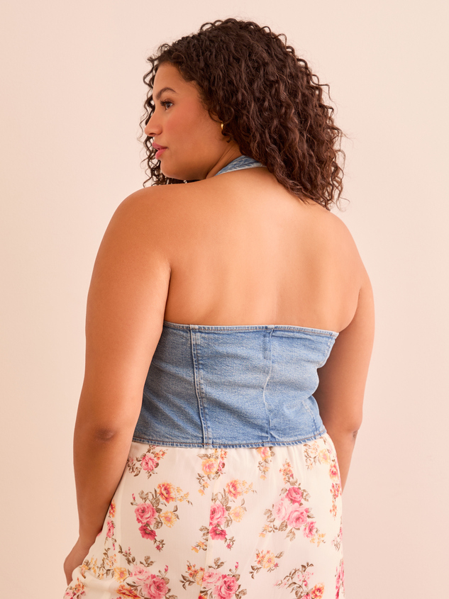 Tillie Denim Halter Vest Detail 4 - ARULA