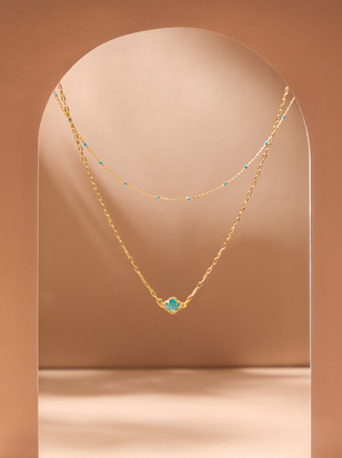 Layered Turquoise Clover Necklace - ARULA - 