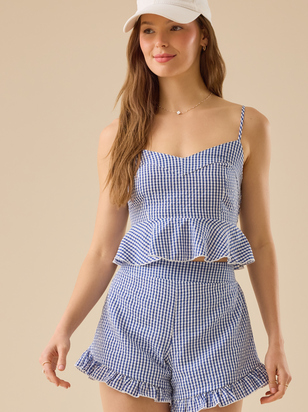 Gabrianna Gingham Crop Tank - ARULA - 