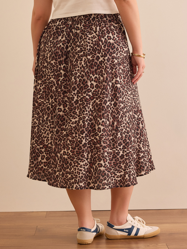 Bella Leopard Midi Skirt in Brown Arula