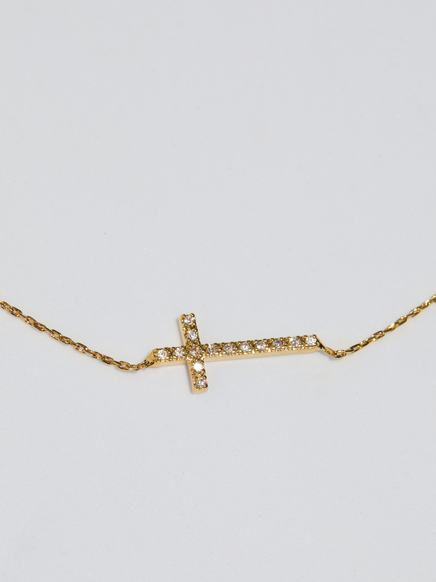 18K Gold Dipped Crystal Cross Necklace - ARULA