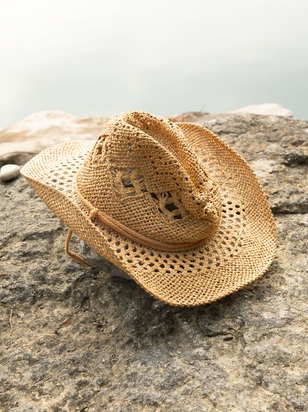 Woven Straw Rope Cowboy Hat - ARULA - 