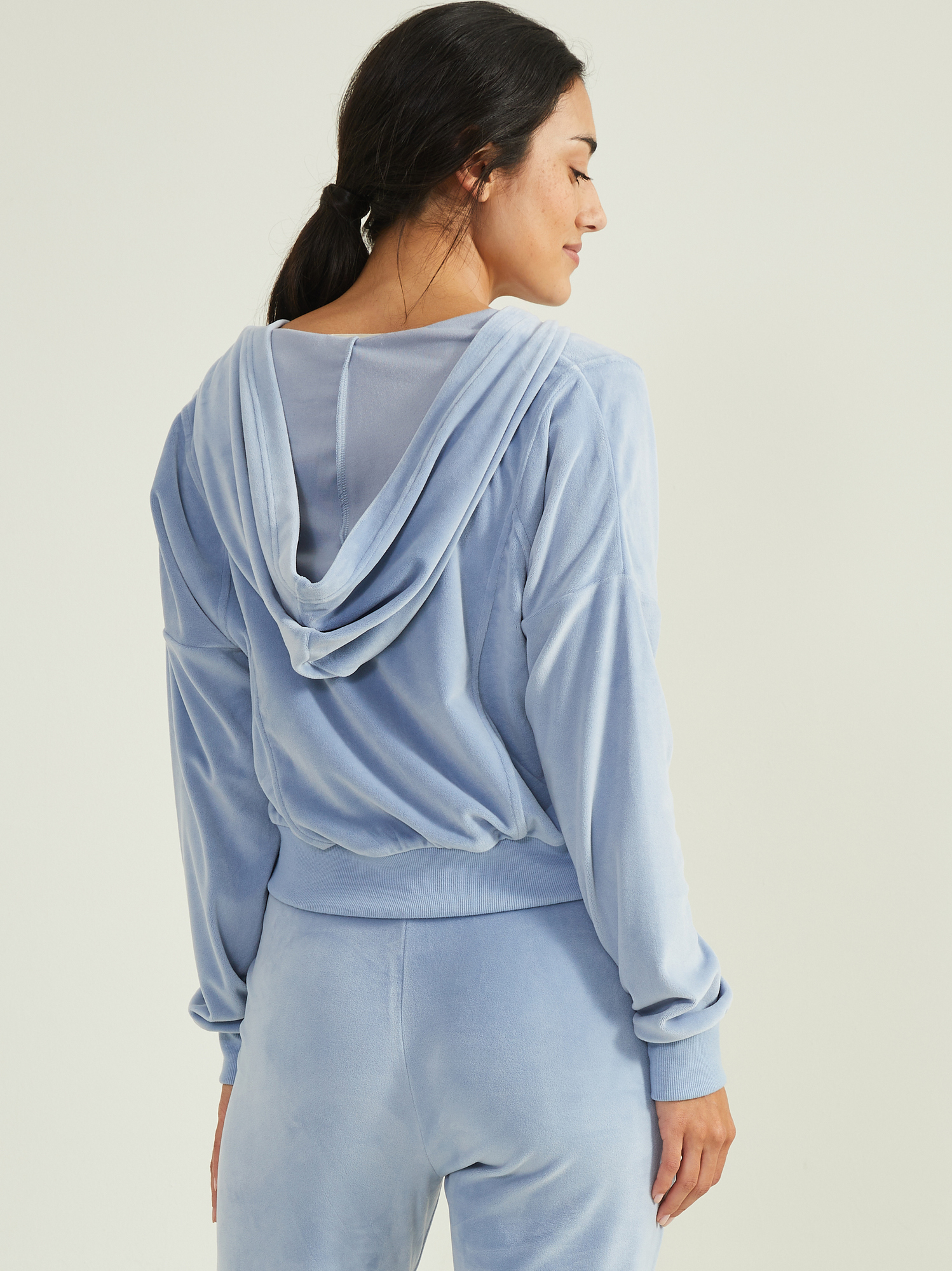 Blue velour hoodie new arrivals