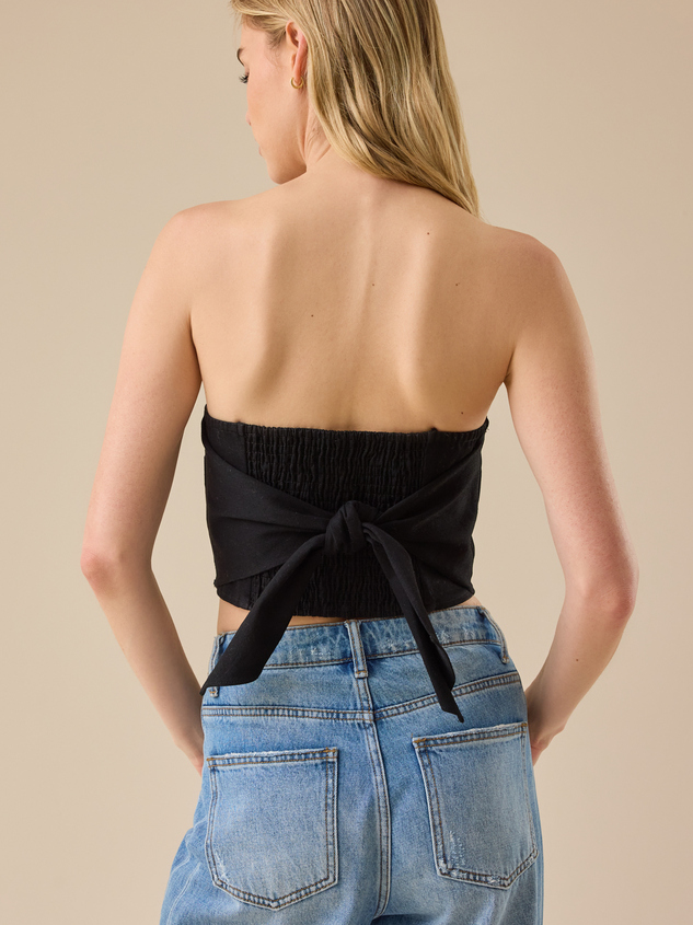 Mae Denim Tube Top Detail 4 - ARULA