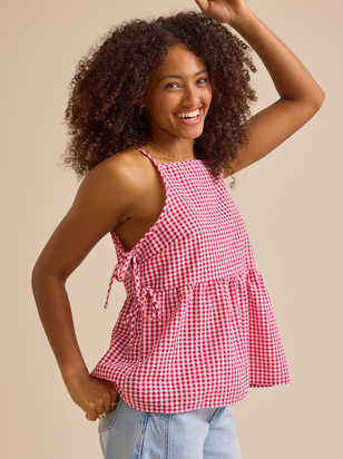 Picnic Red Gingham Bow Mama Top - ARULA