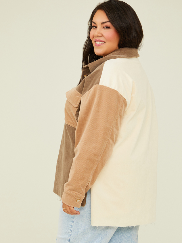 Colorblock Cord Shacket Detail 4 - ARULA