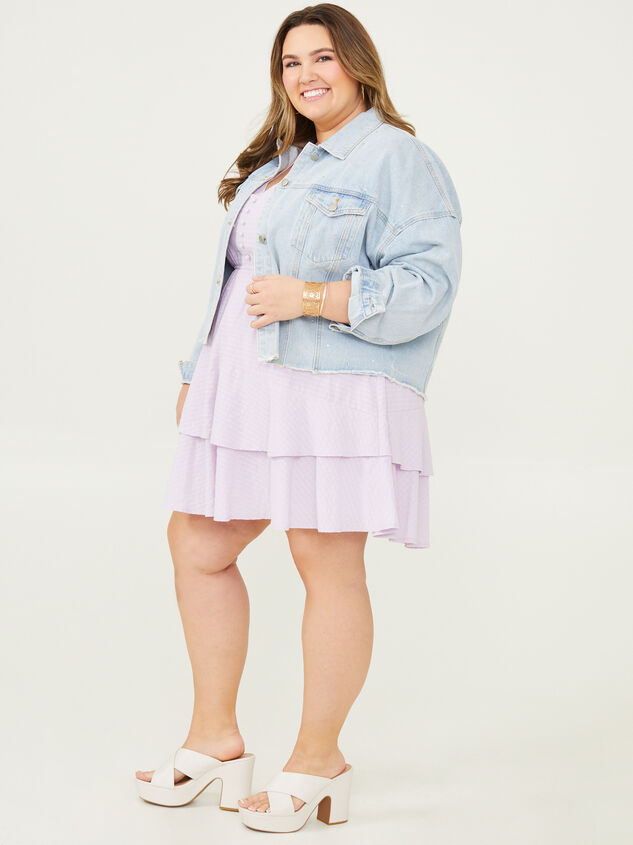 Rhinestone Studded Denim Jacket Detail 2 - ARULA