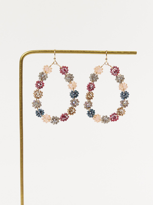 Floral Glass Bead Wrapped Earrings - ARULA