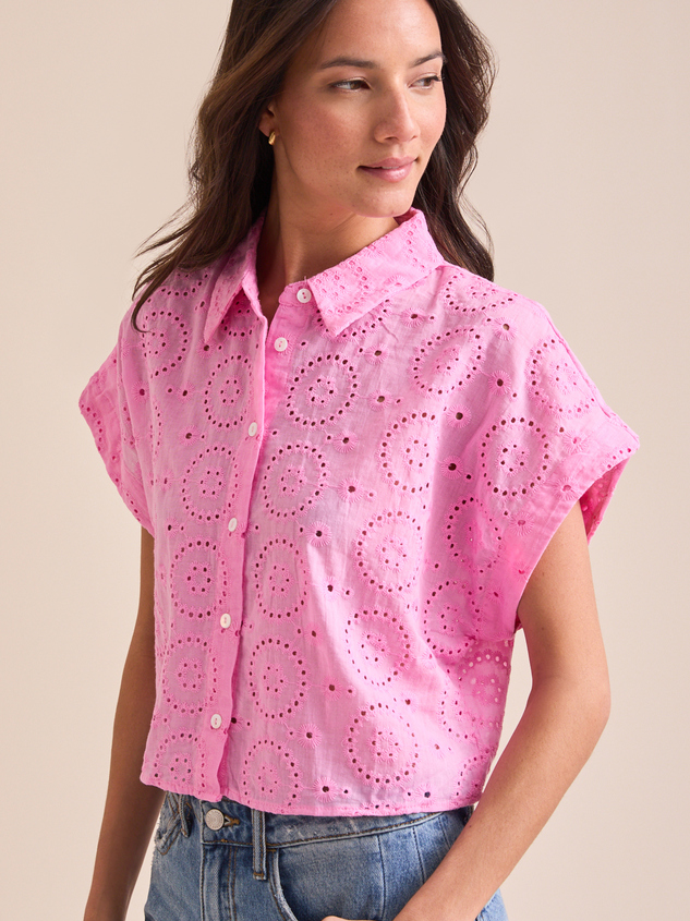 Devra Eyelet Button Up Top Detail 3 - ARULA