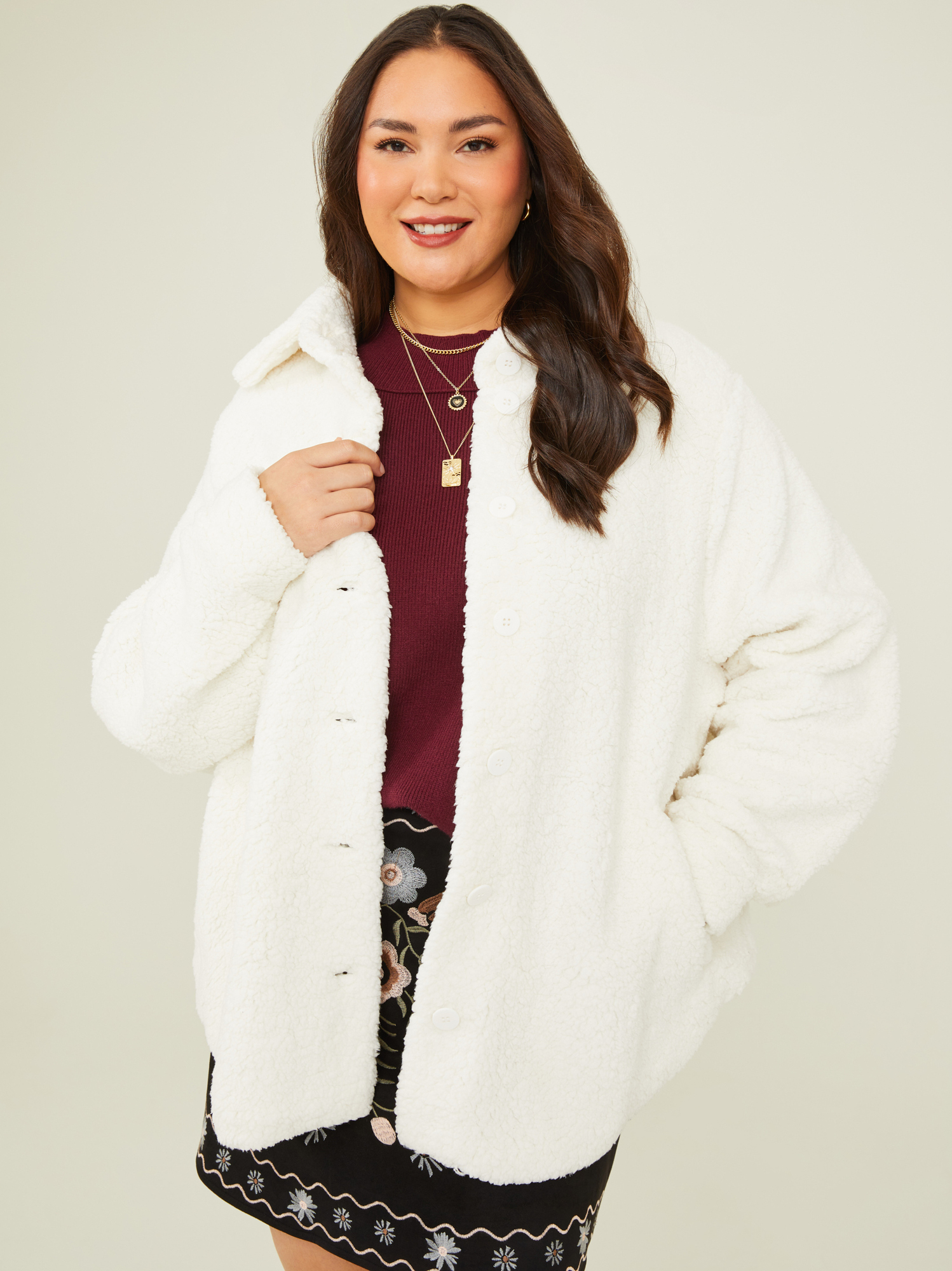 Ivory sherpa jacket cheap