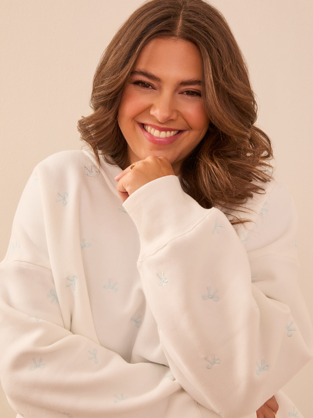 Embroidered Bow Pullover Detail 3 - ARULA