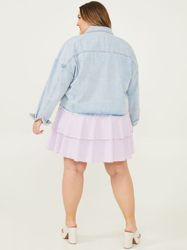 Rhinestone Studded Denim Jacket Detail 3 - ARULA
