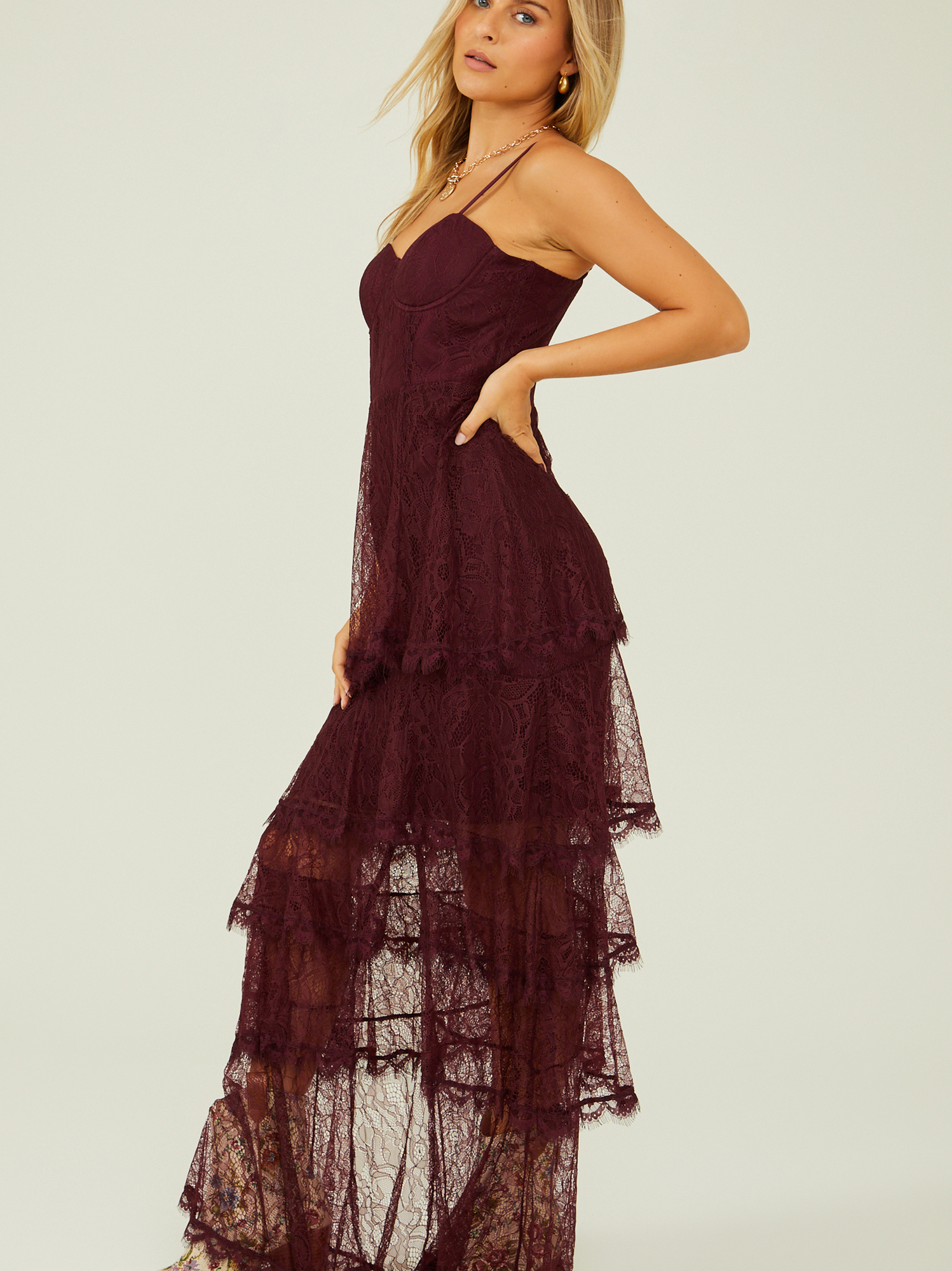 Wine lace hotsell maxi dress